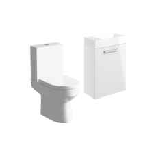 Pilton 410mm Wall Hung Unit and Basin with Close Coupled Toilet White Gloss